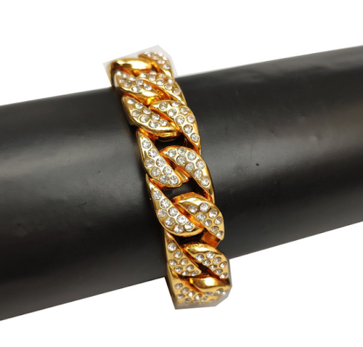 Title 5, Full Diamond Cuban Chain Mens Bracelet Dominee...