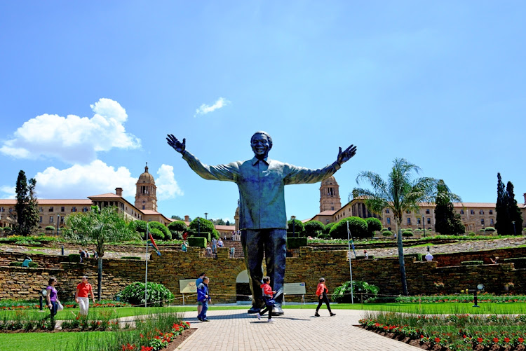 The Nelson Mandela statue at the Union Buildings.