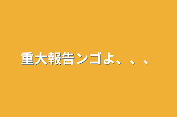 重大報告ンゴよ、、、