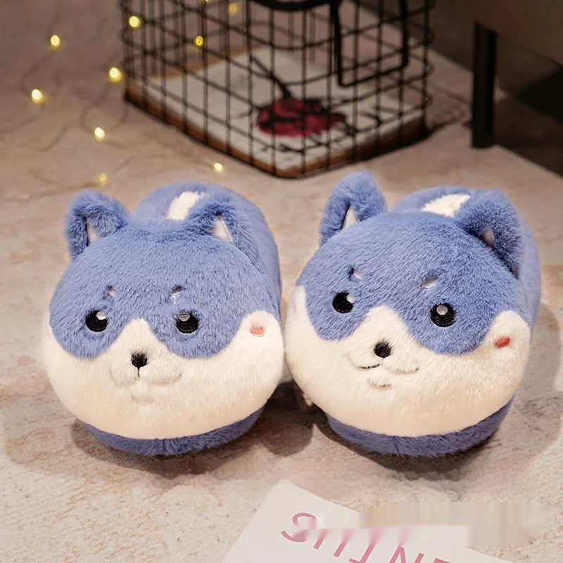 Zapatillas cálidas de interior con diseño de animales de dibujos animados japoneses, suaves y acogedoras para el hogar, perfectas para el invierno.