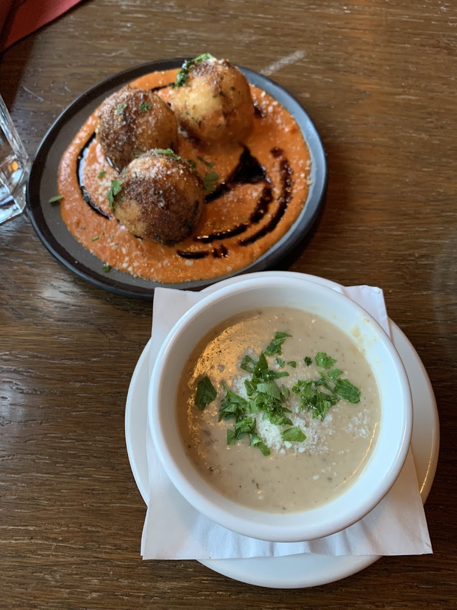 Mozzarella balls & mushroom soup- so yummy