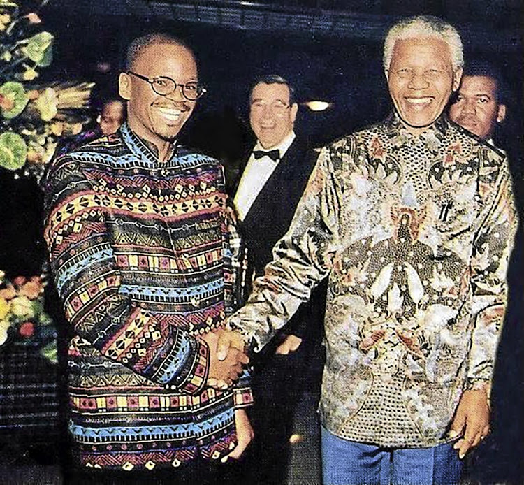 Designer Sonwabile Ndamase with Mandela.