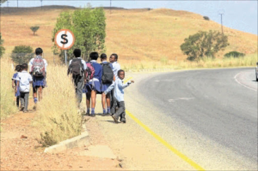 Pupils from Orient Hills walk a long distance to get to Maloney Eye Primary School. PHOTO: VELI NHLAPO