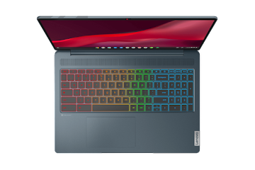 Appareil Chromebook vu du dessus avec un clavier rétroéclairé multicolore