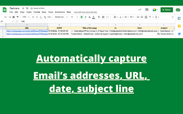 Gmail CRM Sync to Google Sheets chrome extension