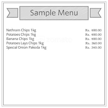 Sri Sairam Hotchips menu 