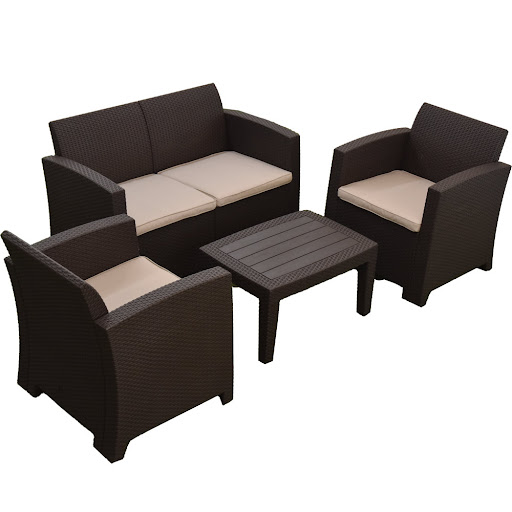 ラタン調 ガーデンテーブル 4点セット 樹脂 テーレ ※沖縄・離島は別途