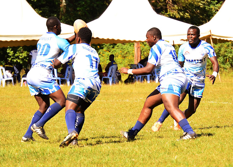 MMUST RFC warming up before a past match at Kakamega showground