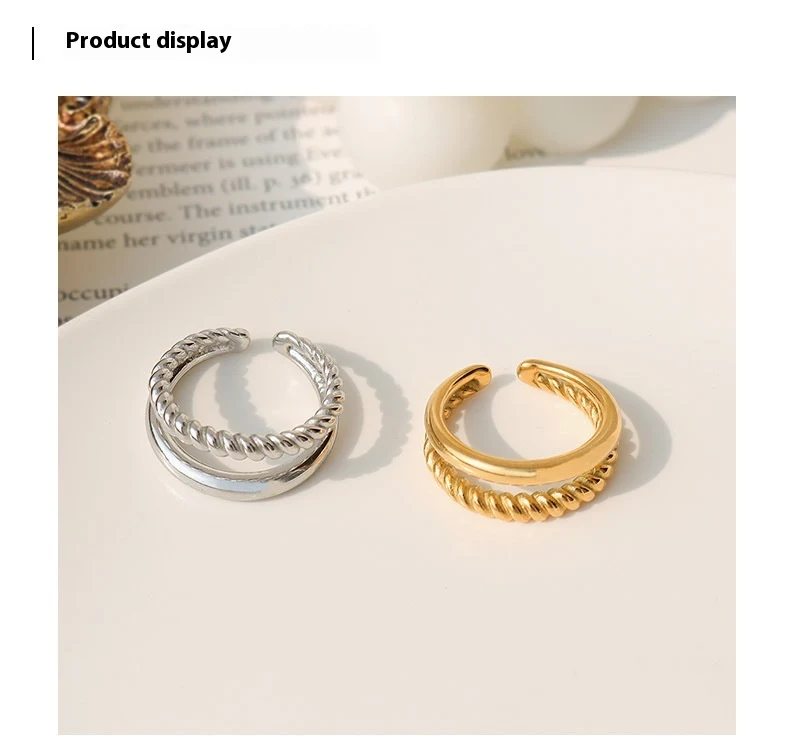 Title 3, Dubbellaagse glanzende twist-ring in Europese e...