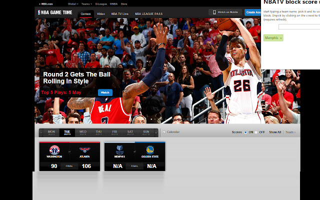 NBATV block score chrome extension