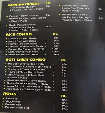 The Thali Deliver menu 