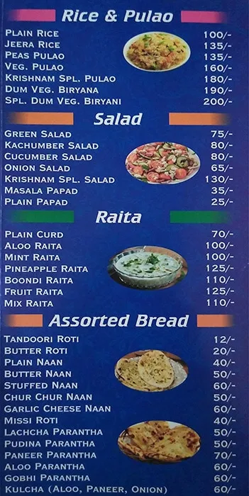 Krishnam Restaurant menu 