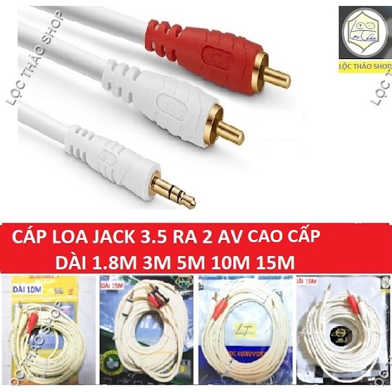 Cáp Loa Jack 3.5 Ra 2 Av Hoa Sen Dài 1.8M 3M 5M 10M 15M Cao Cấp (Dây Loa 1 Ra 2)