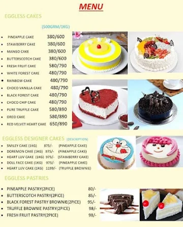 Cake Junction menu 