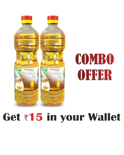 Patanjali Combo-Fortified Soyabean Oil 1 Ltr (B)(Pack Of 2)- Rs 15 Off - 2 ltr