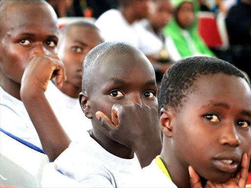 Some of the student beneficiaries at the Kenyatta University yesterday./VICTOR IMBOTO