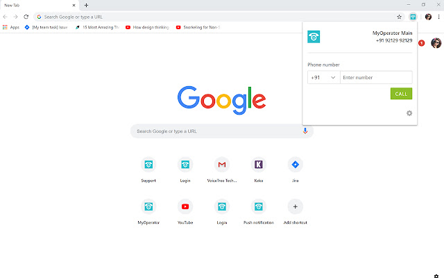 MyOperator Click to Call chrome extension