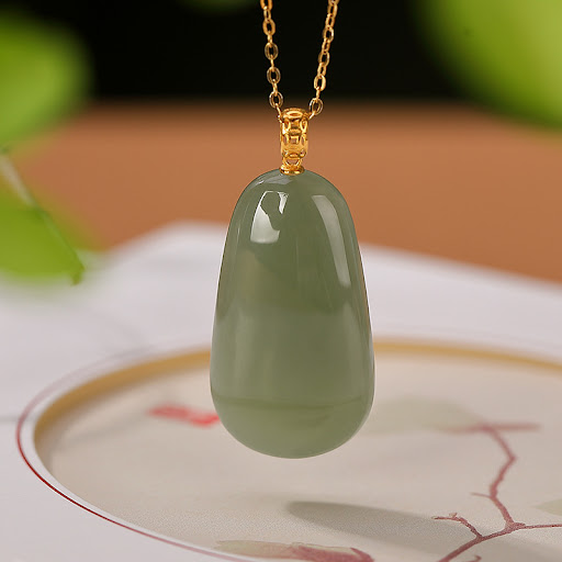 Title 9, 18K Gold Inlaid Natural Hetian Jade Gray Jade P...