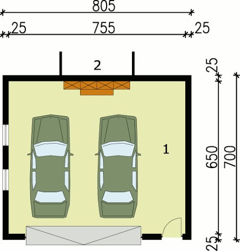 G68 szkielet drewniany - Rzut garażu