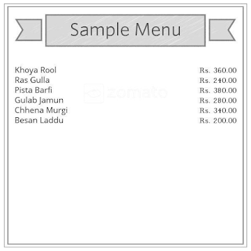 Tirath Sweets menu 