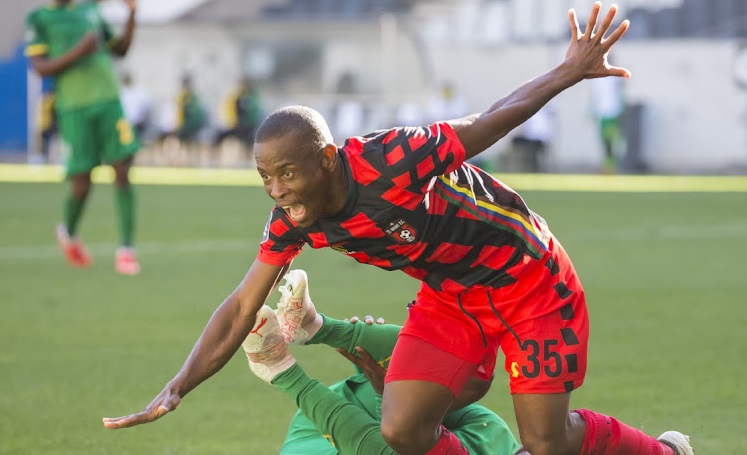 Lindokuhle Mbatha of TS Galaxy FC during the DStv Premiership 2021/22 game between TS Galaxy and Golden Arrows at Mbombela Stadium.