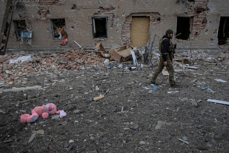 A Ukrainian serviceman walks near destroyed building, amid Russia's attack on Ukraine, in the front-line town of Chasiv Yar in Donetsk region, Ukraine March 5, 2024. Picture: REUTERS/Oleksandr Ratushniak