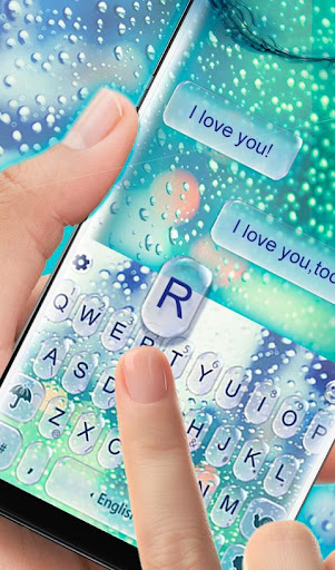 Blue Glass Water Drops Keyboard Theme