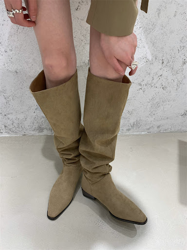 Title 4, Square toe suede womens thick heel two wear fa...