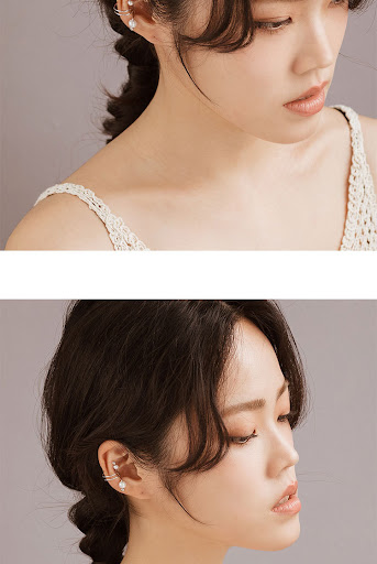Title 9, Minimalist Line Pearl Ear Bone Clip Design Earr...