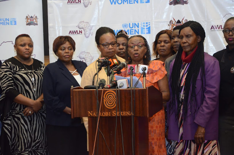 Women of Kenya under the African women leaders network and the women meditation network Kenya led by Echo Network Africa Group CEO Jennifer Riria addressing journalists on just concluded general elections at Serena Hotel on August 16th 2022.