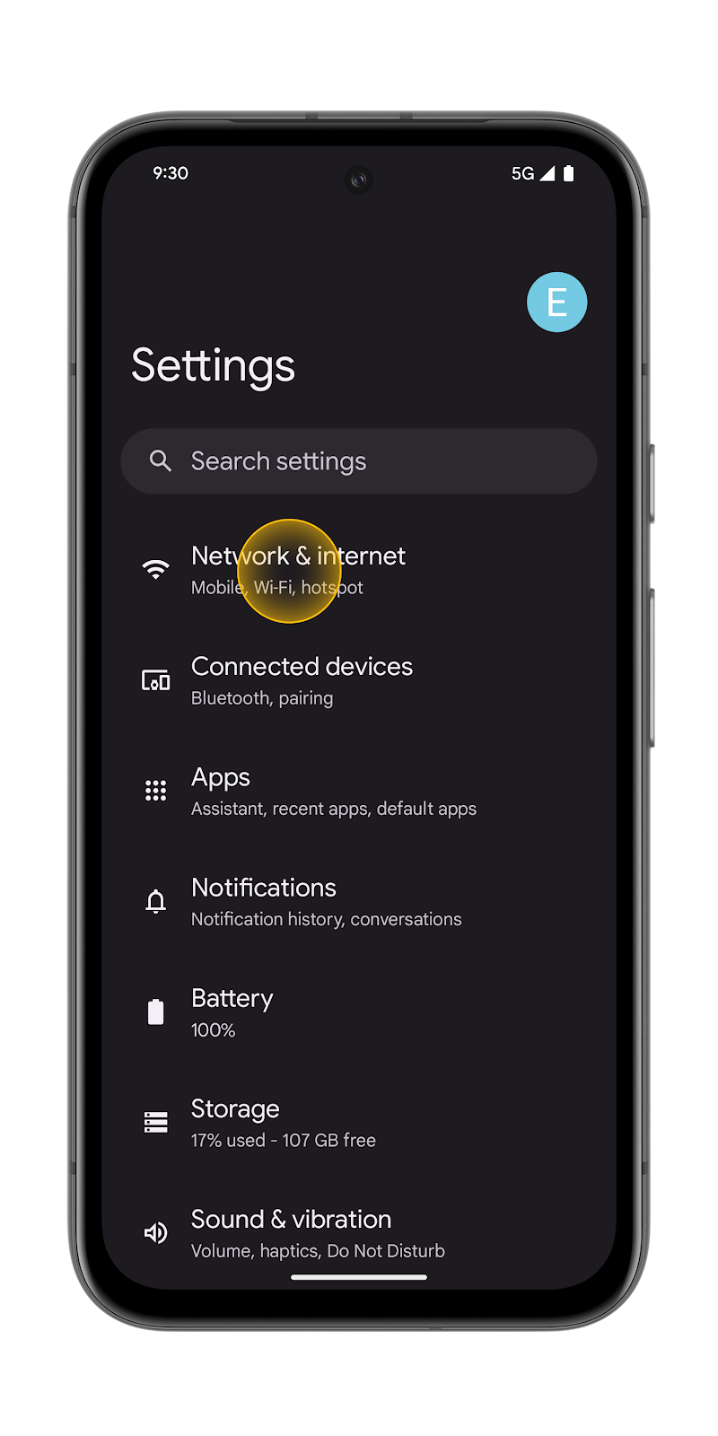 Set up an eSIM Step 1