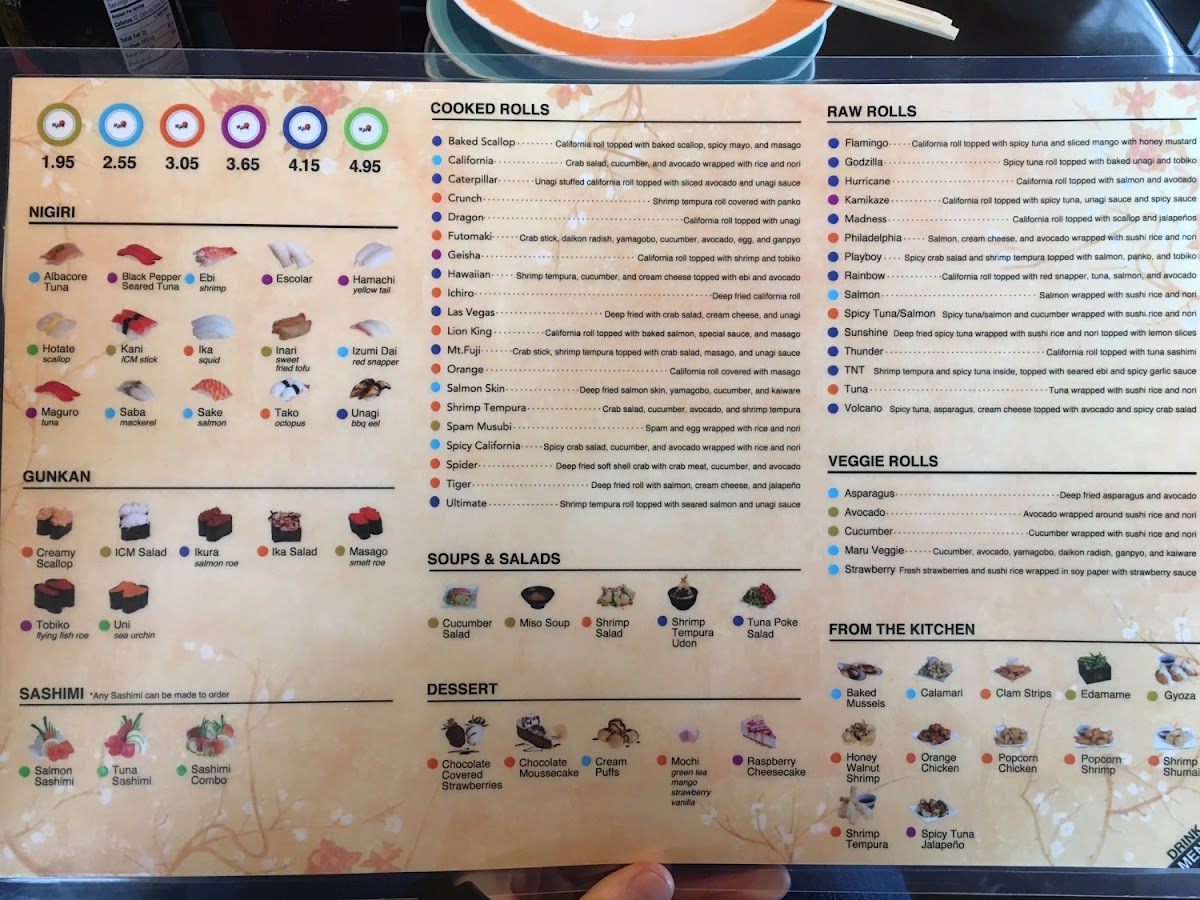 Front of the menu