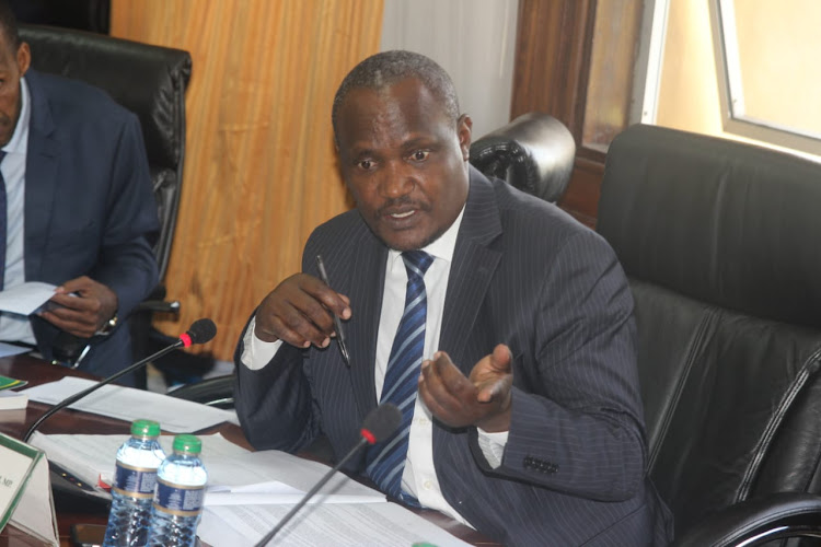 Public Accounts Committee chairman John Mbadi speaking when East African Community PS Abdi Dubat appeared before the Committee