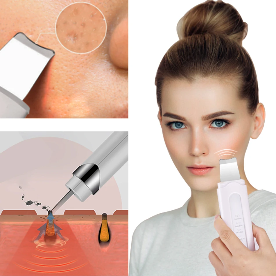 Appareil de Peeling Ultrasonique Nettoyant Pores Électrique Exfoliation Profonde Réduit Points Noirs et Acné Soin Visage Complet