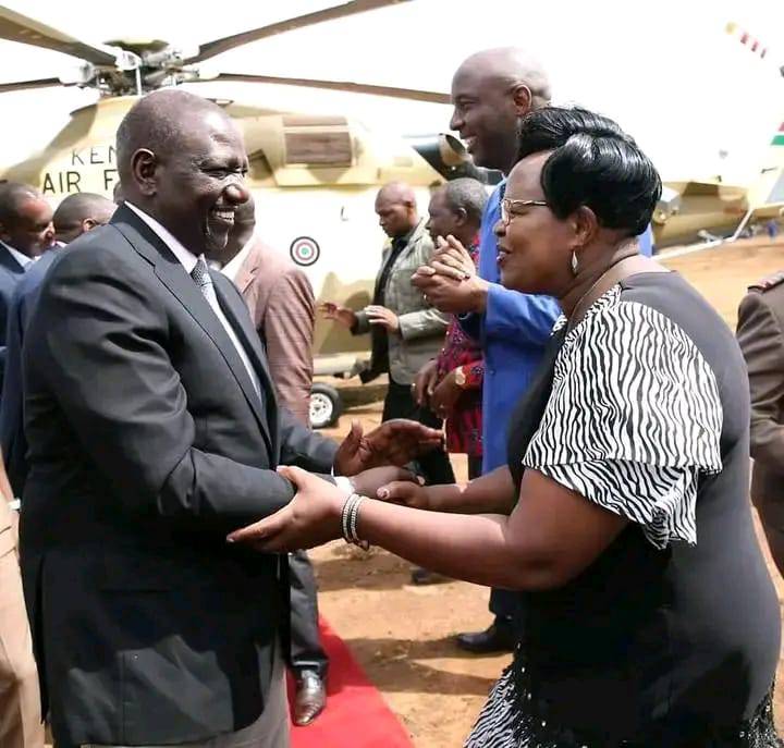 President William Ruto with Maragua MP Mary Waithera at Karigu-ini grounds on October 30.