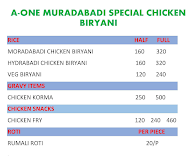 A One Muradabadi Special Chicken Biryani menu 1