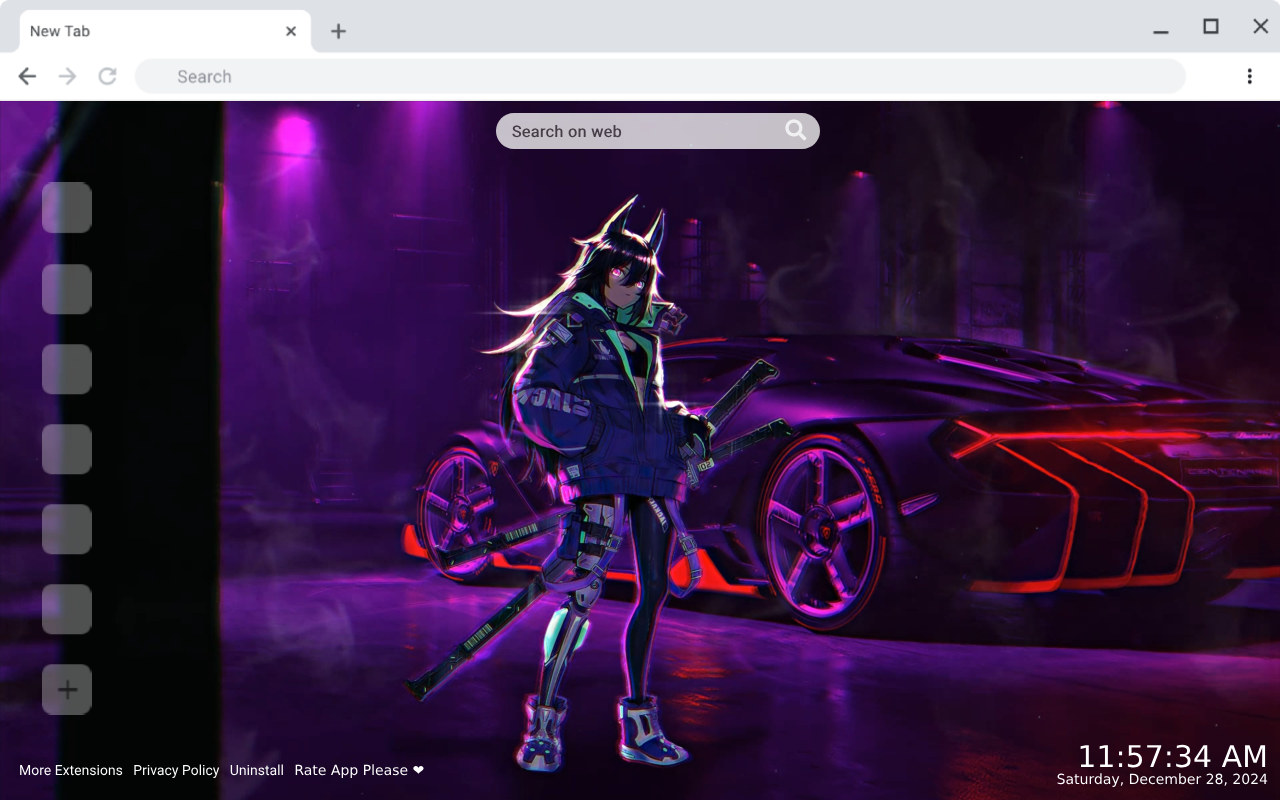 Samurai Anime Girl Neon Cyberpunk Car Live Wallpaper Chrome Extension Image 3