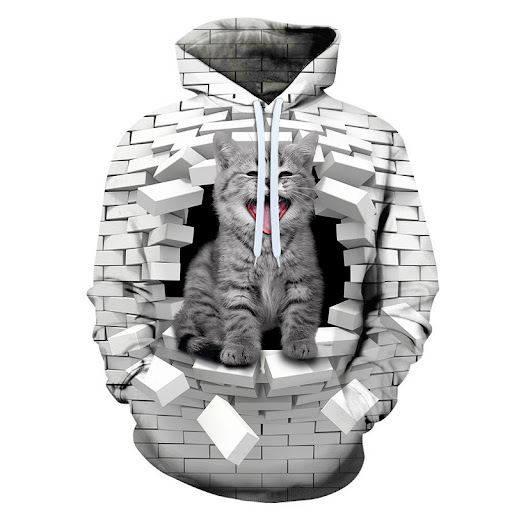 Title 1, 3D digital print pullover loose bottoming shirt