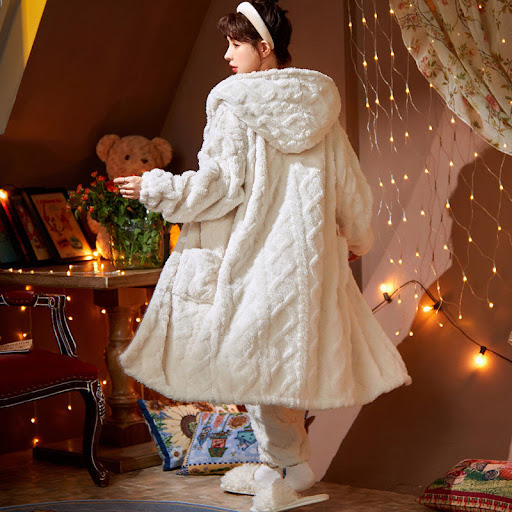 Title 6, Long Flannel Robe Bathrobe Loungewear Set
