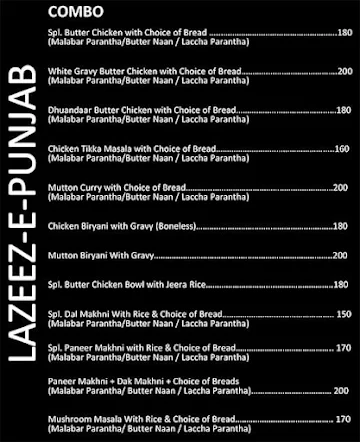 Lazeez-E-Punjab menu 