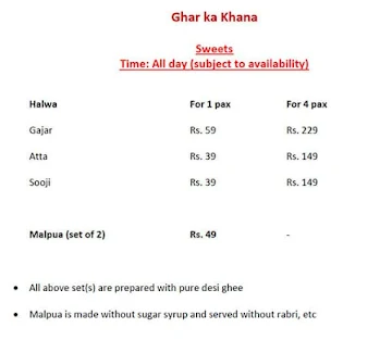 Ghar Ka Khana menu 