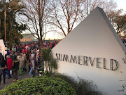 Grooms blocked the entrance to Summerveld horse training centre where the Durban July horses are kept on July 4, 2018. 