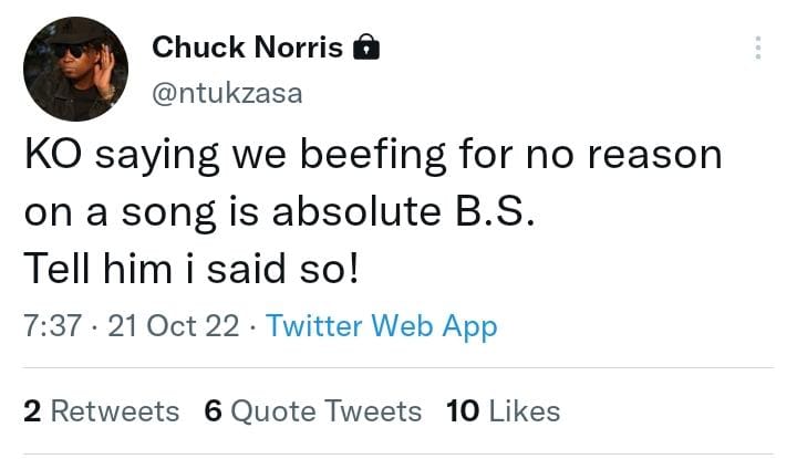 Ntukaza's Twitter post.