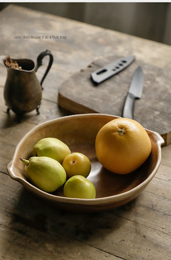 Title 3, Retro Restaurant Stoneware Fruit Plate with Dou...
