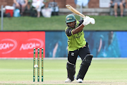 Sinethemba Qeshile of the Warriors follows through on a shot during the CSA T20 Challenge match against the Dragons at St George’s Park.