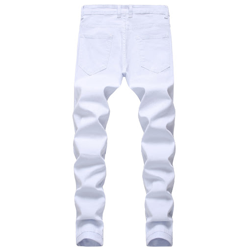 Title 13, Mens Jeans Slim Straight Straight Holes White ...