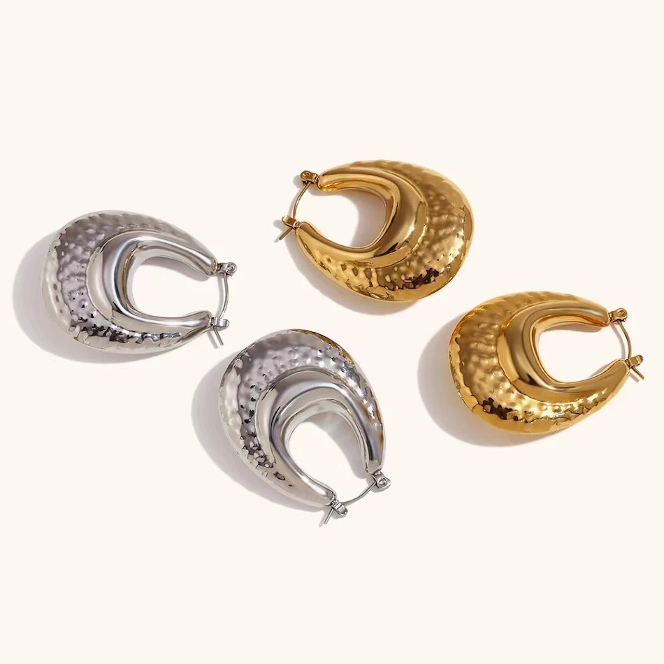 Pendientes Ovalados con Patrón de Latido de Doble Capa, Brillantes, en Forma de Gota de Agua, perfectos para realzar tu estilo.