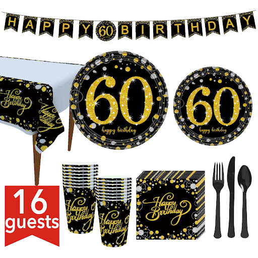 Title 9, Black Gold Powder Gold Birthday Party Decoratio...
