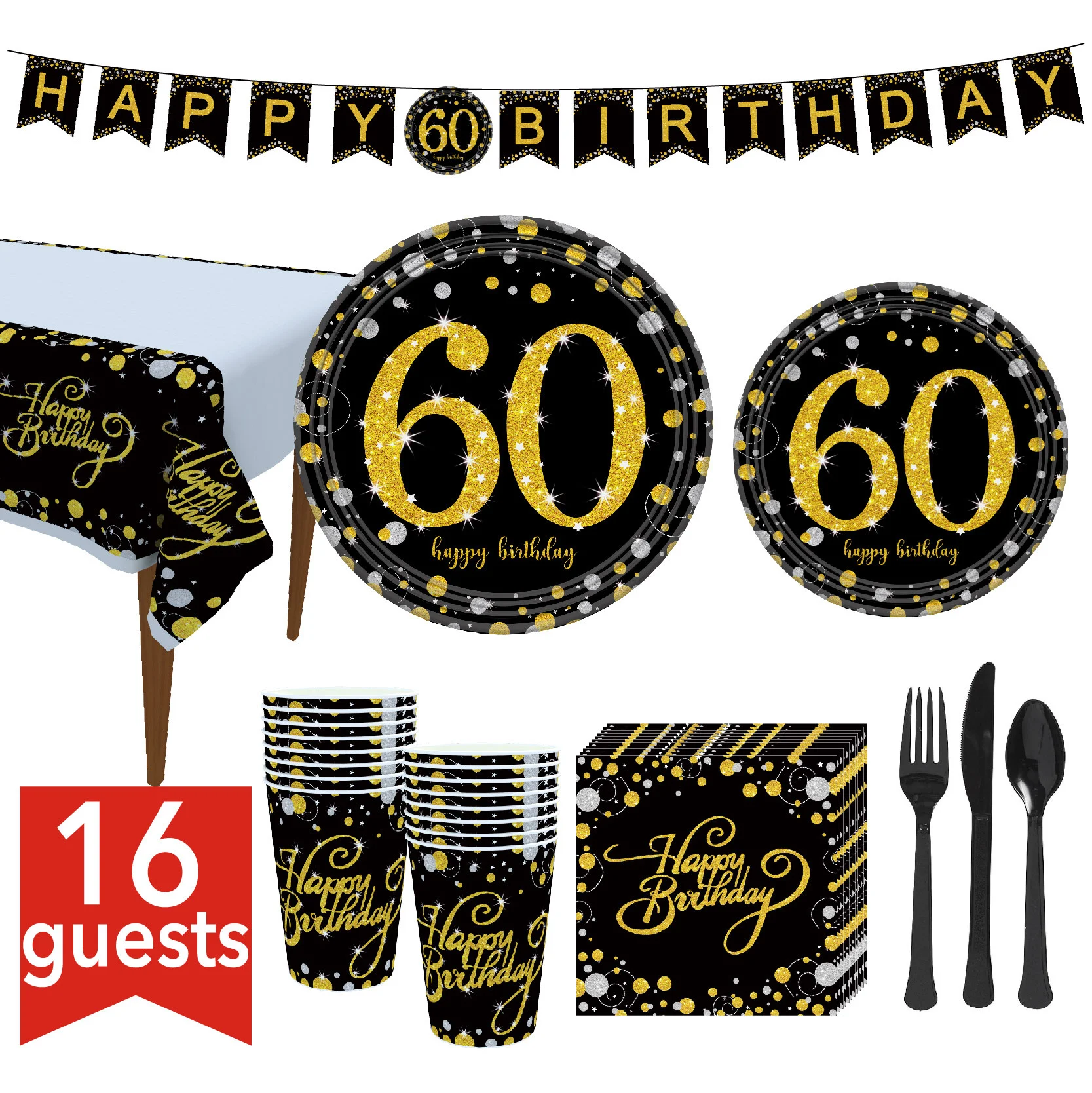 Title 9, Black Gold Powder Gold Verjaardagsfeest Decorat...