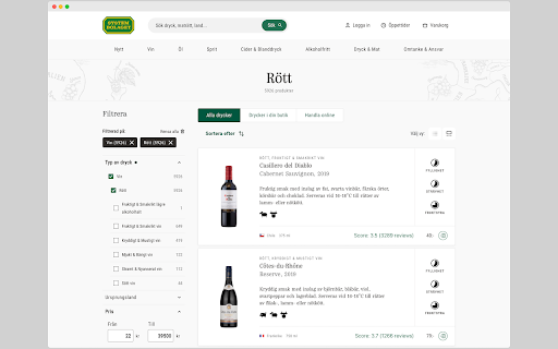 Vivino Rating for Systembolaget